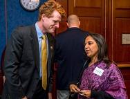 Congressman Joe Kennedy III with Deputy Chief of Mission Amb. Reenat Sandhu.
