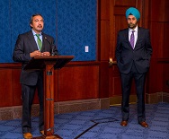 Congressman Ami Bera addressing the gathering. - with Navtej Sarna.