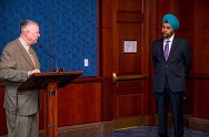 Congressman Dana Rohrabacher addressing the gathering. - with Navtej Sarna.