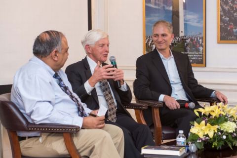 Author Mr. Robin Jeffrey addressing the gathering at the Book Talk by Assa Doron and Robin Jeffrey of their book "Waste of a Nation: Garbage and Growth in India" at Embassy of India on March 23, 2018