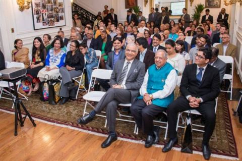 Audience at the event &ldquo;Commemoration of 100 Years of Champaran Satyagraha&rdquo; at Embassy of India on Friday, 13 April 2018.