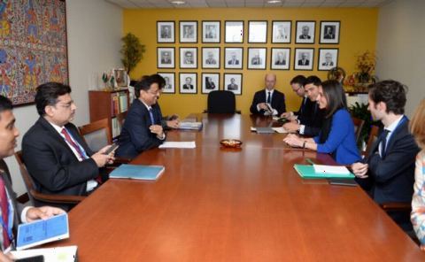 Mr. Subhash Chandra Garg, Secretary (EA), meeting with Ms. Brune Porison, Secretary of State, France on 19 April, 2018 during 2018 Spring Meetings of the International Monetary Fund in Washington D.C.