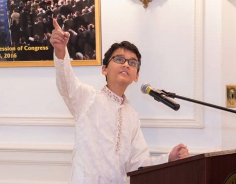 Young poets presenting their poems at Vishwa Hindi Diwas Celebrations at Embassy of India on Saturday, 20 January 2018.