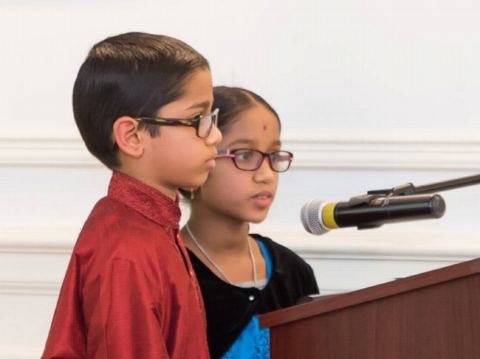 Young poets presenting their poems at Vishwa Hindi Diwas Celebrations at Embassy of India on Saturday, 20 January 2018.