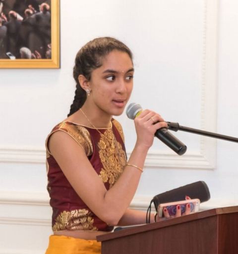 Young poets presenting their poems at Vishwa Hindi Diwas Celebrations at Embassy of India on Saturday, 20 January 2018.