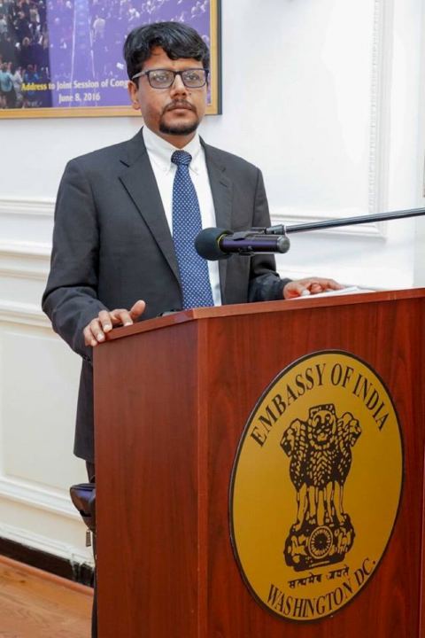 Mr. Shambhu Hakki, First Secretary (Press, Information & Culture) welcoming guests at the Opioid Awareness Initiative Programme held in association with American Pain Association at the Embassy of India on Wednesday, 27 June 2018.