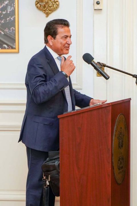 Dr. Mukesh Aghi, President & CEO of USISPF addressing the guests at the Opioid Awareness Initiative Programme held in association with American Pain Association at the Embassy of India on Wednesday, 27 June 2018.