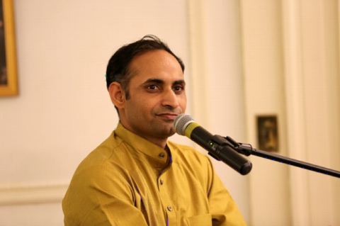 Dr.Mokshraj 'acharya', Teacher of Yoga & Indian Culture, Ph.D.(Veda), Gold Medalist in PG(2) Vedic Vangmaya & Dharm Shastra at the Event "Understanding Yoga and Culture: An Inaugural Programme" at the Embassy of India on February 16,2018.