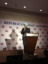 Ambassador Navtej Sarna speaking on Indo-US bonds and achievements of Indian American community at Trump inauguration ball hosted by NRAA