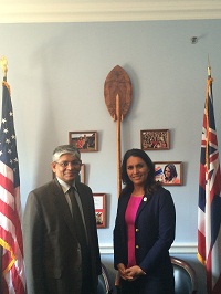 Ambassador Arun K .Singh meeting with Congresswoman Tulsi Gabbard on June 24, 2015