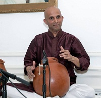 Sowmiya Narayanan on the Ghatam (percussion).