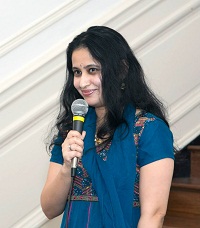 Sohini Sengupta anchoring the 'Vasanta: Music for Spring' musical event hosted by the Embassy on March 20.