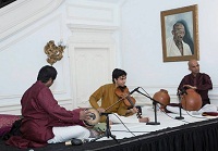 'Vasanta: Music for Spring' musical performance by Kamalakiran Vinjamuri (Violin) accompanied on Mridangam (percussion) by Vijay Ganesh and on Ghatam (percussion) by Sowmiya Narayanan.