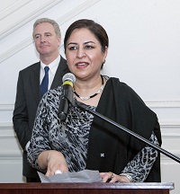 Dr. Manbir Takhar, President GWAPI addressing the guests at the Embassy on March 27