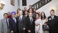 Ambassador Taranjit Singh Sandhu, Charge d'Affaires and US Congressman Chris Van Hollen (Democrat-Maryland) along with the leadership of AAPI and GWAPI at the Embassy on March 27