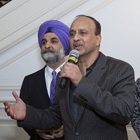 Dr. Sudhir Seksaria, Chair of AAPI Legislative Affairs Committee addressing the guests at the Embassy on March 27