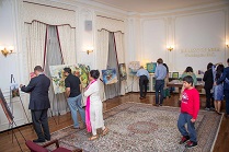 Guests at the exhibition of paintings by Ms. Uma Ramakrishnan, artist and speaker at the cultural event titled "A Walk Through The Artist's Mind" presented by the Embassy of India, Washington, DC, at the Embassy premises on Friday, May 5, 2017.