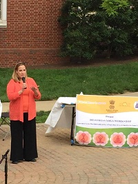 Prof. Angela Bies of University of Maryland speaking on Yoga