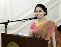 Sohini Sengupta anchoring the event 'SHAKTI: The Power of Women', hosted by the Embassy on the eve of 'Mother's Day'