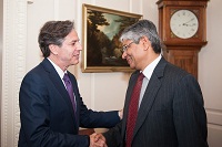 Ambassador Arun K. Singh meeting with Deputy Secretary of State Antony J. Blinken on May 12th, 2015 in Washington DC