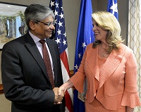 Ambassador Arun K. Singh meeting with Deborah Lee James, Secretary of US Air Force in Washington DC on August 16, 2016.