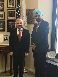 Ambassador Navtej Sarna meeting with Senator Jack Reed (D-RI), Ranking Member of Senate Armed Services Committee on November 15, 2016.