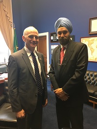 Ambassador Navtej Sarna met Congressman Adam Smith, Ranking Member of House Armed Services Committee.