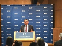 Ambassador Arun K. Singh addressing students and faculty on 'India-US Partnership: Shared Effort, Progress for All' at Brigham Young University, Provo, Utah on March 2, 2016.