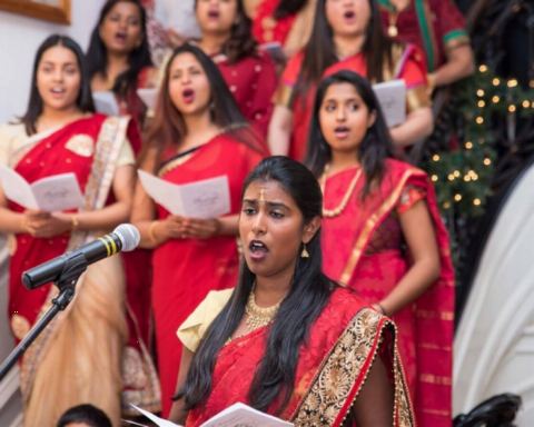 Singing of Christmas songs on Christmas Celebrations at Embassy of India on Wednesday December 20, 2017.