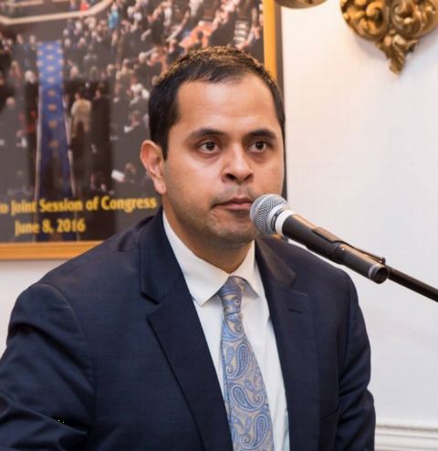 First Secretary Pratik Mathur anchoring the event on Christmas Celebrations at Embassy of India on Wednesday December 20, 2017.