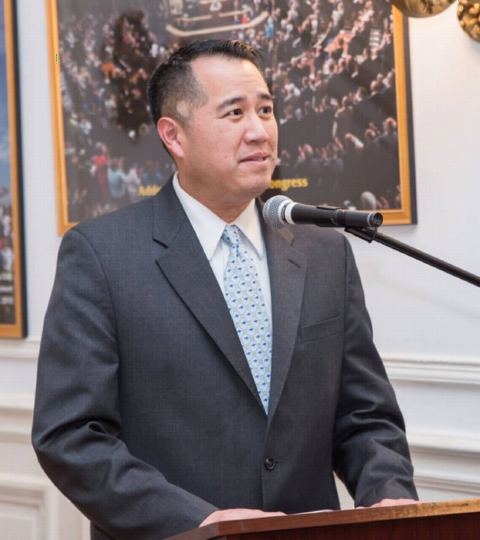 US Under Secretary of Transportation for Policy, Derek Kan addressing the gathering on Christmas Celebrations at Embassy of India on Wednesday December 20, 2017.