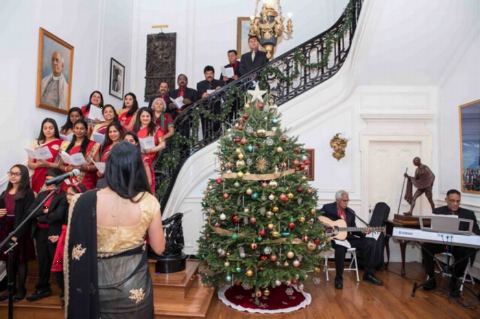 Singing of Christmas songs on Christmas Celebrations at Embassy of India on Wednesday December 20, 2017.