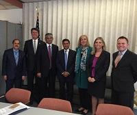 Ambassador Arun K.Singh with Mr James Schultz, Director of the Illinois Department of Commerce & Economic Opportunity (second from left), Ambassador, Mr Hardhik Bhatt, Chief Information Officer of Illinois, Ms. Christine T. Dudley, Director, Illinois Films Office, Ms. Kelley Folino, Deputy Chief of Staff for Outreach, Office of Governor Bruce Rauner and Mr Erik T. Brejla, Head of Strategic Partnerships, Office of International Trade and Investment, Department of Commerce & Economic Opportunity on August 27, 2015.