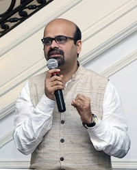 Mr. Anil Srinivasan, Classical Musician/Composer, during the panel discussion - with Anil Srinivasan.