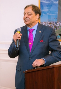 Dr. Sampat Shivangi, Chair of AAPI Legislative Affairs Committee addressing the guests at the Embassy on May 3