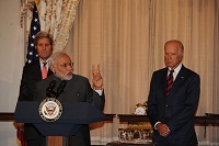 Prime Minister at lunch hosted by the US Vice President, Mr. Joe Biden and the US Secretary of State, Mr. John Kerry, in Washington DC on September 30, 2014.