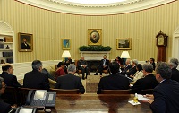 Prime Minister in a bilateral meeting with the US President, Mr. Barack Obama, at the White House, in Washington DC on September 30, 2014.