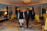 President Barack Obama of the United States welcomes the Prime Minister at the dinner hosted in his honour, at the White House, in Washington DC on September 30, 2014.