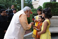 Prime Minister interacting with children at the Indian Embassy in Washington DC.(Sept. 30, 2014)