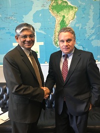 Ambassador Arun K. Singh meeting with Congressman Chris Smith (R-NJ), Chairman of House Foreign Affairs Subcommittee on Africa, Global Health, Global Human Rights and International Organizations on May 10, 2016