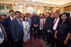 Ambassador Navtaj Sarna interacting with Guests in attendance on the occasion of celebration of India's 71st  Independence Day at Embassy Residence on August 15, 2017.