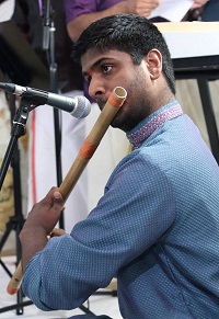 Flutist Anand performing during the presentation of ''Thi-thi-thara Thi-thi-thai'- An Evening of Malayalam Music', by Embassy of India, Washington DC on June 15.