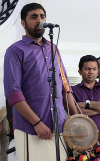 Hari Kappiyoor (Vocal/Idakkai) during the presentation of ''Thi-thi-thara Thi-thi-thai'- An Evening of Malayalam Music', by Embassy of India, Washington DC on June 15.