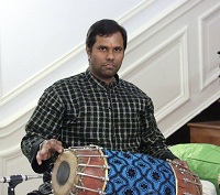 Vijay Ganesh on Mridangam during the presentation of ''Thi-thi-thara Thi-thi-thai'- An Evening of Malayalam Music', by Embassy of India, Washington DC on June 15.