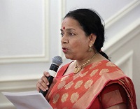 Ms Meera Narasimhan emceeing the cultural event ''Thi-thi-thara Thi-thi-thai'- An Evening of Malayalam Music', presented by Embassy of India, Washington DC on June 15