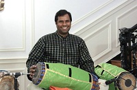 Vijay Ganesh on Mridangam during the presentation of ''Thi-thi-thara Thi-thi-thai'- An Evening of Malayalam Music', by Embassy of India, Washington DC on June 15.