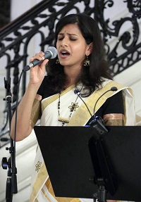 Liz Abraham (Vocal) during the presentation of ''Thi-thi-thara Thi-thi-thai'- An Evening of Malayalam Music', by Embassy of India, Washington DC on June 15.