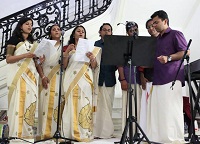 Presentation of ''Thi-thi-thara Thi-thi-thai'- An Evening of Malayalam Music' by Sajan Rajagopalan (Vocal/Keyboard), Hari Kappiyoor (Vocal/Veena), Kutty Menon (Vocal), Mahesh (Vocal), Dr. Sandhya Sukumaran (Vocal) , Liz Abraham (Vocal), Sushma Praveen (Vocal), Vijay Ganesh (Mridangam) and Anand (Flute), at Embassy of India, Washington DC on June 15. — with Sandhya Sukumaran, Sushma Praveen, Hari Agnisarman Kappiyoor and Kutty Menon.