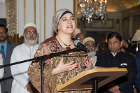 Ms Manal Omar, vice president for the Middle East and Africa Center at the United States Institute of Peace, speaking on the 'Significance of Eid-ul-Fitr' at Celebration of Eid-ul-Fitr function at Embassy