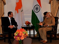 Prime Minister calls on to President Nicos Anastasiades of Cyprus in New York on the sidelines of 70th UNGA (September 25, 2015)